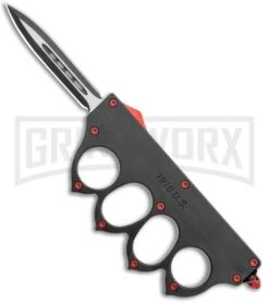 Atomic 1918 Black And Red OTF Automatic Knuckle Knife - Dagger Two-Tone Plain