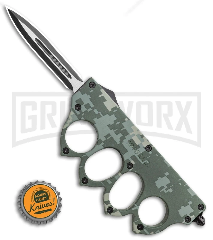 Atomic 1918 Green Digital Camo OTF Automatic Knuckle Knife - Dagger Two-Tone 6 Atomic 1918 Green Digital Camo OTF Automatic Knuckle Knife - Dagger Two-Tone - Image 4