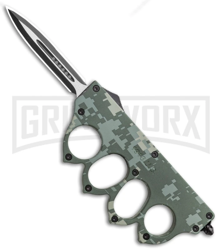 Atomic 1918 Green Digital Camo OTF Automatic Knuckle Knife - Dagger Two-Tone 3 Atomic 1918 Green Digital Camo OTF Automatic Knuckle Knife - Dagger Two-Tone
