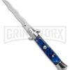 9" Anomaly Stiletto Blue Pearlex Automatic Knife - Satin Kriss