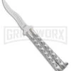 Kriss Blade Silver Butterfly Balisong Knife - Satin Plain -Kershaw Store 9in Silver Butterfly Kriss Blade Satin GX 2609 jr large