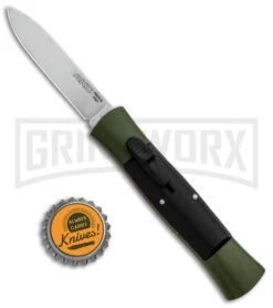 AKC 007 Concord Green/Black OTF Automatic Knife - Flat Satin -Kershaw Store AKC 007 Concord OTF Green Satin Flat GX 30501 jr bottlecap large