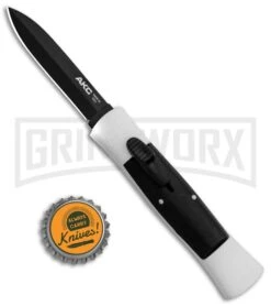 AKC 007 Concord White/Black OTF Automatic Knife - Dagger Black -Kershaw Store AKC 007 Concord OTF White Black Dagger GX 30494 jr bottlecap large