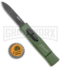 AKC Minion Concord Green OTF Automatic Knife - Spear Point Plain -Kershaw Store AKC 007 Mini Concord OTF Auto NATO Green Black BHQ 135713 jr bottlecap large