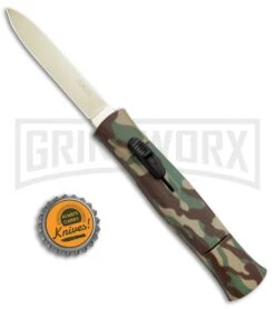 AKC 077 Concord Green Camo OTF Automatic Knife - Flat Gold Plain -Kershaw Store AKC 077 Concord OTF Green Camo Gold BHQ 72047 jr bottlecap 2 large