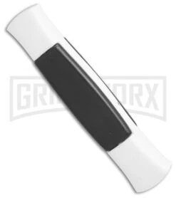 AKC 077 Concord White/Black OTF Automatic Knife - Flat Satin Plain -Kershaw Store AKC 077 concord white black satin flat BHQ 52355 er spine large