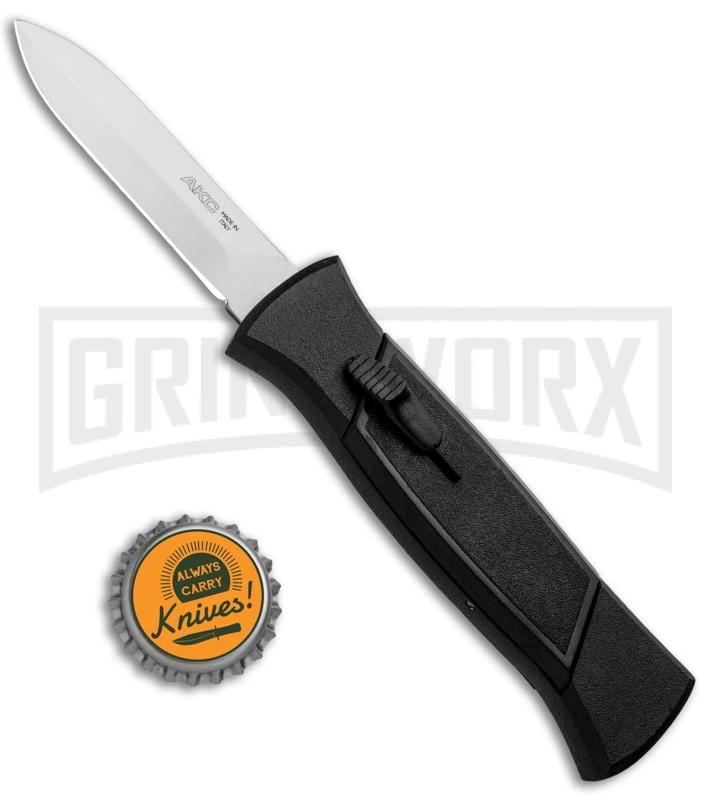AKC 777 Blackfinger Black OTF Automatic Knife - Dagger Satin Plain 6 AKC 777 Blackfinger Black OTF Automatic Knife - Dagger Satin Plain - Image 4