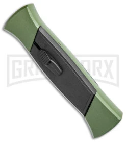 AKC 777 Blackfinger Green/Black OTF Automatic Knife - Black Plain -Kershaw Store AKC 777 Blackfinger OTF Auto Green Black Black Flat BHQ 138920 jr spine large