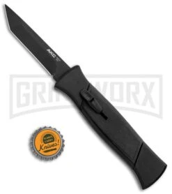 AKC 777 Blackfinger Black OTF Automatic Knife - Black Tanto -Kershaw Store AKC 777 Blackfinger Tanto OTF Auto Black Black BHQ 87414 jr bottlecap large