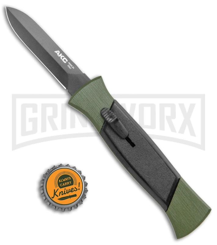 AKC 777 Green Blackfinger Brushed Aluminum OTF Automatic Knife - Black Dagger 6 AKC 777 Green Blackfinger Brushed Aluminum OTF Automatic Knife - Black Dagger - Image 4