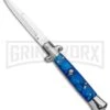 9" Anomaly Stiletto Blue Pearlex Automatic Knife - Satin Bayonet 1 9" Anomaly Stiletto Blue Pearlex Automatic Knife - Satin Bayonet -Kershaw Store AKC 9in Blue Pearlex Acrylic Auto Italian Bayo Stiletto Satin GX 37998 jr large
