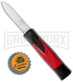 AKC Minion Concord Black/Red OTF Automatic Knife - Dagger Satin Plain -Kershaw Store AKC Concord Black Red OTF Auto Dagger Satin GX 35507 jr bottlecap large