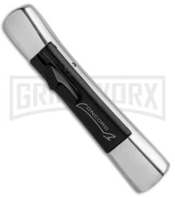 AKC Concord Polish/Black OTF Automatic Knife - Dagger Satin Plain -Kershaw Store AKC Concord Dagger OTF Auto Polish Black Satin BHQ 92038 jr spine large