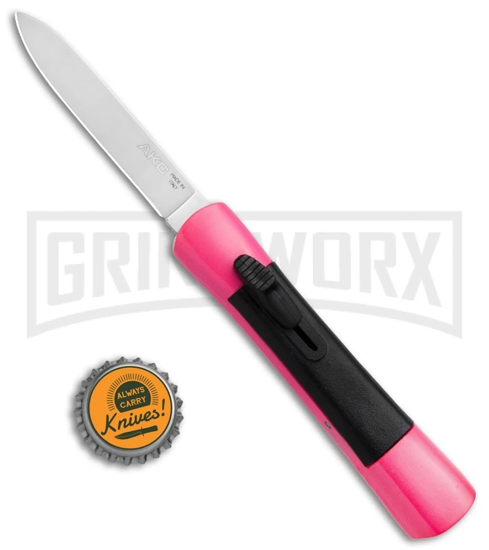 AKC Concord Hot Pink OTF Automatic Knife - Satin Plain 6 AKC Concord Hot Pink OTF Automatic Knife - Satin Plain - Image 4