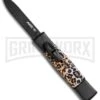 AKC Minion Concord Leopard OTF Automatic Knife - Flat Black Plain -Kershaw Store AKC Concord Minion Leopard Flat Blk BP 18949 jr large