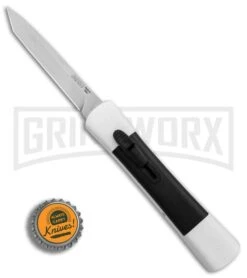 AKC Concord White/Black OTF Automatic Knife - Tanto Satin Plain -Kershaw Store AKC Concord Tanto White Black Satin BHQ 90286 er bottlecap large
