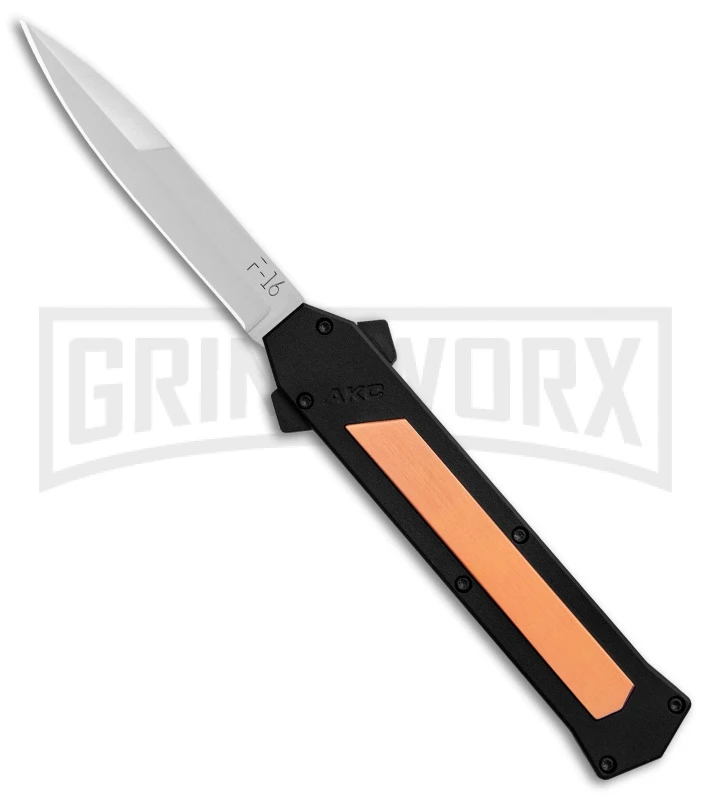 AKC F-16 Copper D/A OTF Automatic Knife - Bayo Satin Plain 3 AKC F-16 Copper D/A OTF Automatic Knife - Bayo Satin Plain
