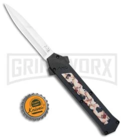 AKC F-16 Ace Playing Cards Inlay D/A OTF Automatic Knife - Bayo Satin Plain -Kershaw Store AKC F 16 Bayo DA OTF Auto Ace Playing Cards Inlay Satin BHQ 106222 jr bottlecap large