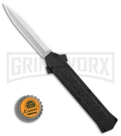 AKC F-16 Black D/A OTF Automatic Knife - Dagger Satin Plain -Kershaw Store AKC F 16 Black DA Dagger Satin Plain GX 30994 er bottlecap large