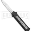 AKC F-16 Black/Stripe Inlay D/A OTF Automatic Knife - Bayo Satin Plain -Kershaw Store AKC F 16 Black Stripe Inlay DA OTF Bayo Satin Plain BP 25394 jr large