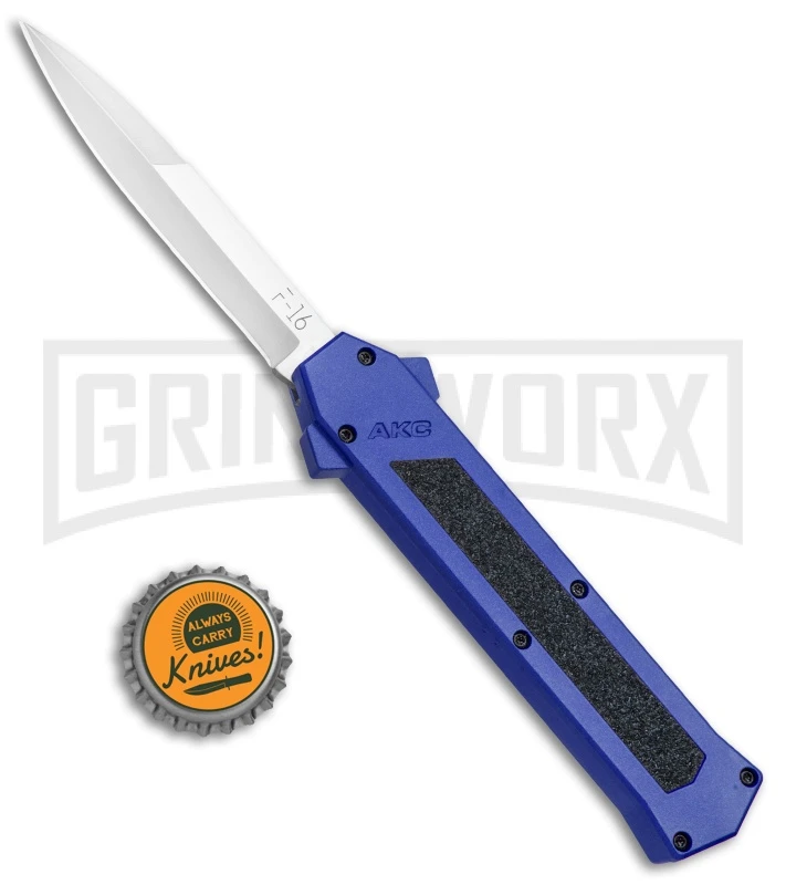AKC F-16 Blue D/A OTF Automatic Knife - Bayo Satin Plain 6 AKC F-16 Blue D/A OTF Automatic Knife - Bayo Satin Plain - Image 4