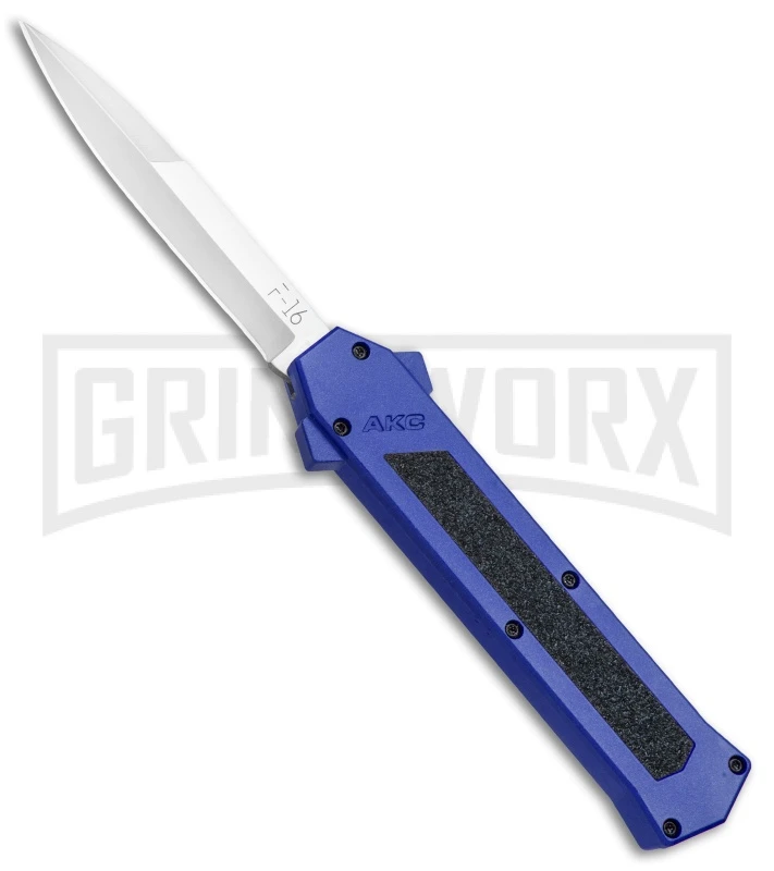 AKC F-16 Blue D/A OTF Automatic Knife - Bayo Satin Plain 3 AKC F-16 Blue D/A OTF Automatic Knife - Bayo Satin Plain