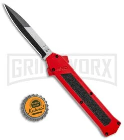 AKC F-16 Red D/A OTF Automatic Knife - Bayo Two Tone Plain -Kershaw Store AKC F 16 DA Bayo OTF Auto Red BHQ 112389 jr bottlecap large