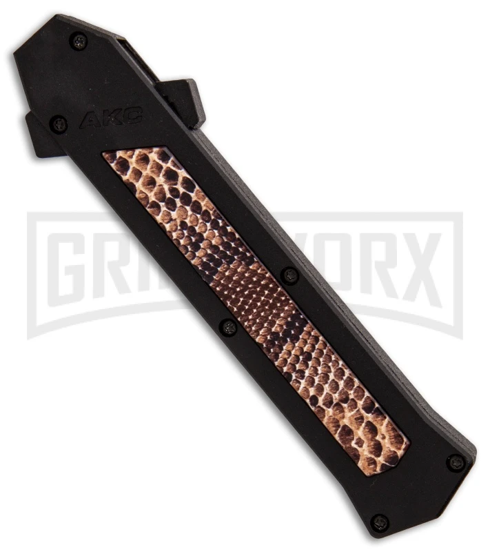 AKC F-16 Snake Skin D/A OTF Automatic Knife - Bayo Satin Plain 4 AKC F-16 Snake Skin D/A OTF Automatic Knife - Bayo Satin Plain - Image 2