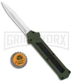 AKC F-16 Green D/A OTF Automatic Knife - Dagger Satin Plain -Kershaw Store AKC F 16 DA Dagger OTF Auto Green Satin BHQ 91965 jr bottlecap large