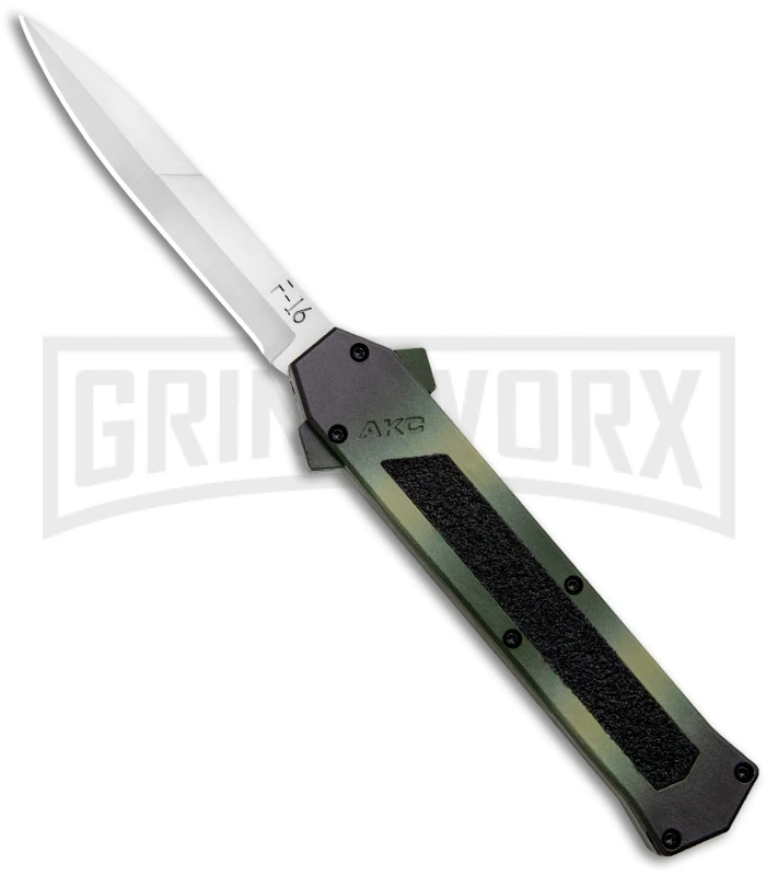 AKC F-16 OD Green Camo D/A OTF Automatic Knife - Bayo Satin Plain 3 AKC F-16 OD Green Camo D/A OTF Automatic Knife - Bayo Satin Plain