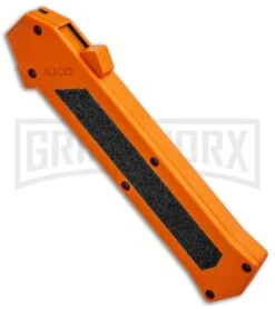 AKC F-16 Orange D/A OTF Automatic Knife - Dagger Satin Plain -Kershaw Store AKC F 16 DA Dagger OTF Auto Orange Satin BHQ 91966 jr spine large