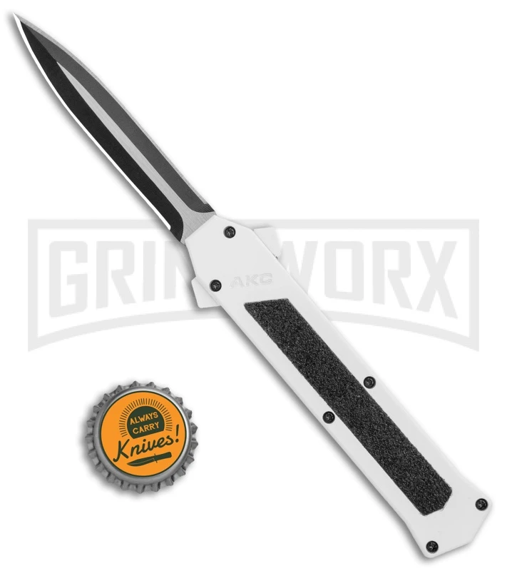AKC F-16 White D/A OTF Automatic Knife - Dagger Two Tone Plain 6 AKC F-16 White D/A OTF Automatic Knife - Dagger Two Tone Plain - Image 4
