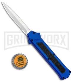 AKC F-16 Blue D/A OTF Automatic Knife - Dagger Satin Plain 9 AKC F-16 Blue D/A OTF Automatic Knife - Dagger Satin Plain -Kershaw Store AKC F 16 DA Dagger OTF Blue Satin BHQ 93753 jr bottlecap large