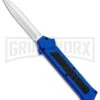 AKC F-16 Blue D/A OTF Automatic Knife - Dagger Satin Plain -Kershaw Store AKC F 16 DA Dagger OTF Blue Satin BHQ 93753 jr large