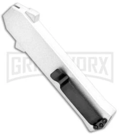 AKC F-16 White D/A OTF Automatic Knife - Dagger Satin Plain -Kershaw Store AKC F 16 DA Dagger OTF White Satin BHQ 94221 jr side large
