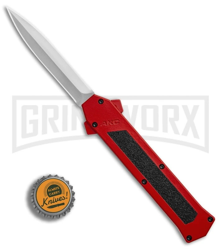 AKC F-16 Red D/A OTF Automatic Knife - Dagger Satin Plain 6 AKC F-16 Red D/A OTF Automatic Knife - Dagger Satin Plain - Image 4