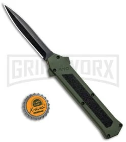AKC F-16 Green D/A OTF Automatic Knife - Dagger Black Plain -Kershaw Store AKC F 16 Green DA OTF Auto Dagger Black Plain GX 33106 jr bottlecap 2 large