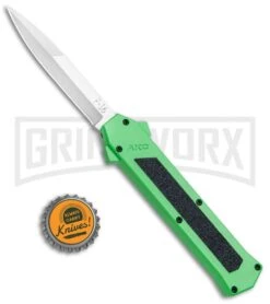 AKC F-16 Green D/A OTF Automatic Knife - Bayo Satin Plain -Kershaw Store AKC F 16 Green DA OTF Bayo Satin Plain BP 23855 jr bottlecap large