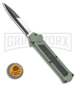 AKC F-16 OD Green D/A OTF Automatic Knife - Bayo Two TonePlain -Kershaw Store AKC F 16 OD Green D A OTF Automatic Knife Bayo Two TonePlain GX 35588 LS Bottlecap large