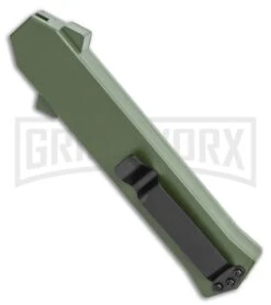 AKC F-16 OD Green D/A OTF Automatic Knife - Bayo Two TonePlain -Kershaw Store AKC F 16 OD Green D A OTF Automatic Knife Bayo Two TonePlain GX 35588 LS Side large