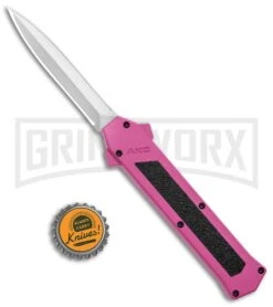 AKC F-16 Pink D/A OTF Automatic Knife - Dagger Satin Plain -Kershaw Store AKC F 16 Pink DA OTF Auto Dagger Satin GX 37627 jr bottlecap large