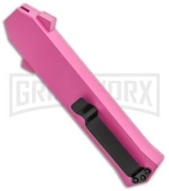 AKC F-16 Pink D/A OTF Automatic Knife - Dagger Satin Plain -Kershaw Store AKC F 16 Pink DA OTF Auto Dagger Satin GX 37627 jr side large