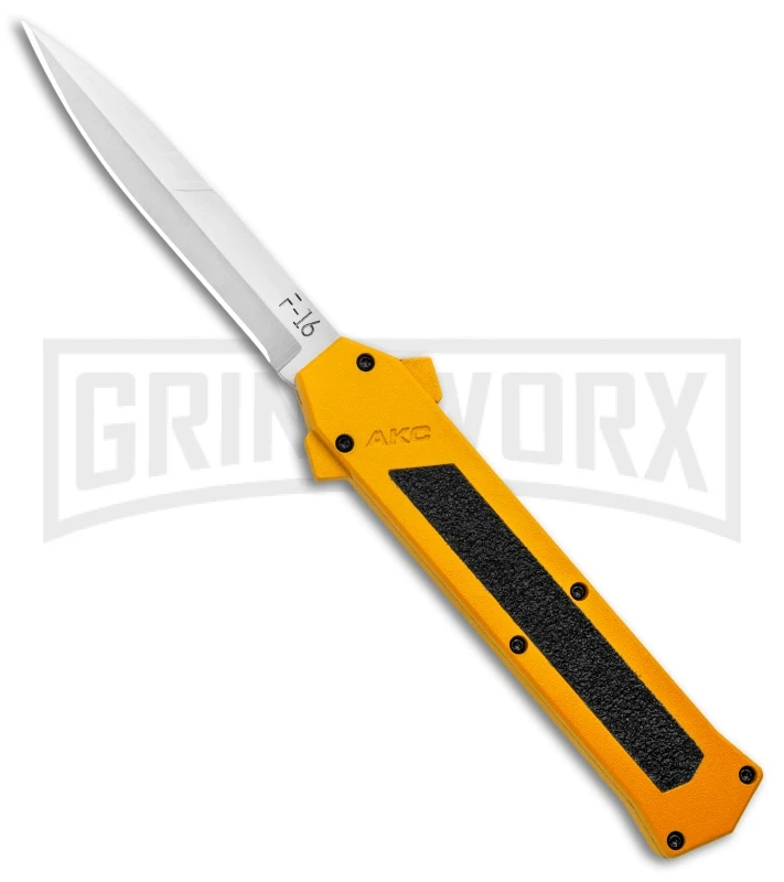 AKC F-16 Yellow D/A OTF Automatic Knife - Bayonet Satin Plain 3 AKC F-16 Yellow D/A OTF Automatic Knife - Bayonet Satin Plain