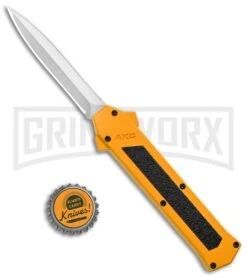 AKC F-16 Yellow D/A OTF Automatic Knife - Dagger Satin Plain -Kershaw Store AKC F 16 Yellow DA OTF Auto Dagger Satin GX 37626 jr bottlecap large