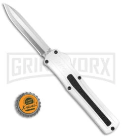 AKC F-20 White D/A OTF Automatic Knife - Spear Point Satin Plain -Kershaw Store AKC F 20 D A Spear Point OTF AK White Aluminium 3in Satin BHQ 158200 td size large