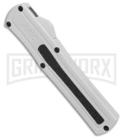 AKC F-20 White Aluminum D/A Drop Point OTF Automatic Knife - Two Tone Plain -Kershaw Store AKC F 20 DA DP OTF Auto White Aluminum TT BHQ 179282 jr spine large
