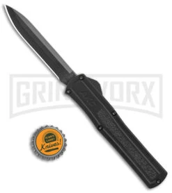 AKC F-20 Black D/A OTF Automatic Knife - Spear Point Black Plain -Kershaw Store AKC F 20 DA Dagger OTF Auto Black Black BHQ 140839 jr bottlecap large