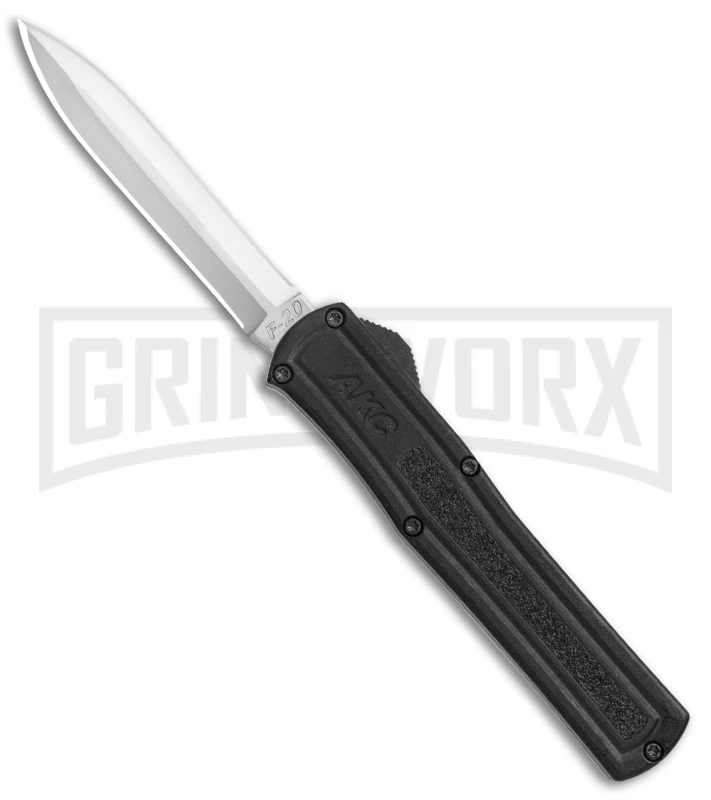 AKC F-20 Black D/A OTF Automatic Knife - Satin Dagger Plain 3 AKC F-20 Black D/A OTF Automatic Knife - Satin Dagger Plain