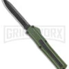 AKC F-20 Green D/A OTF Automatic Knife - Black Plain -Kershaw Store AKC F 20 DA Dagger OTF Auto OD Green Black BHQ 140846 jr large