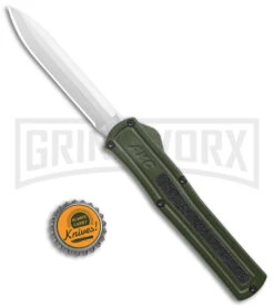 AKC F-20 OD Green D/A OTF Automatic Knife - Satin Plain -Kershaw Store AKC F 20 DA Dagger OTF Auto OD Green Satin BHQ 140493 jr bottlecap large